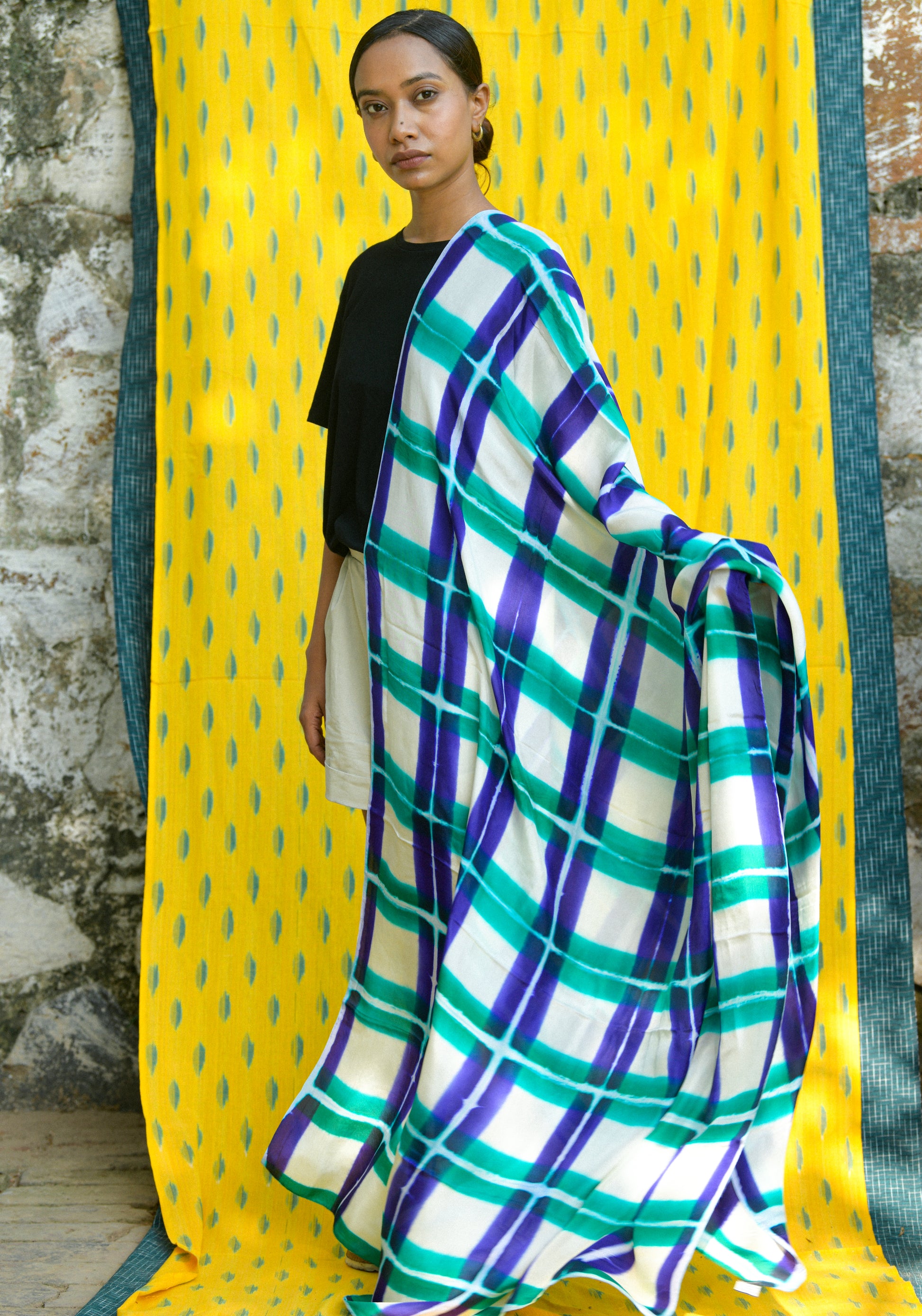 Dream in Color | Hand-Dyed Itajime Shibori Silk Wrap