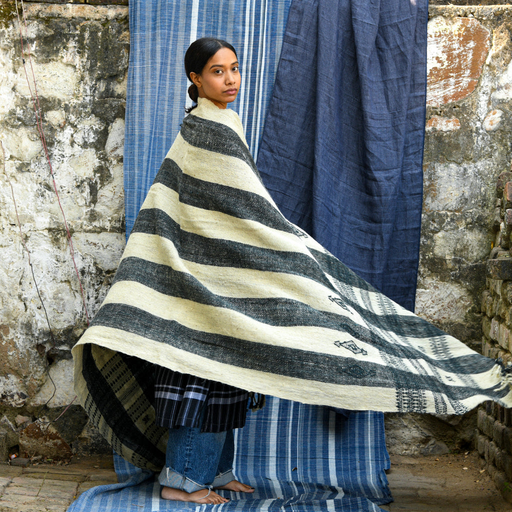 The Handwoven Dream | Raw Wool Shawl – Handspun & Handwoven