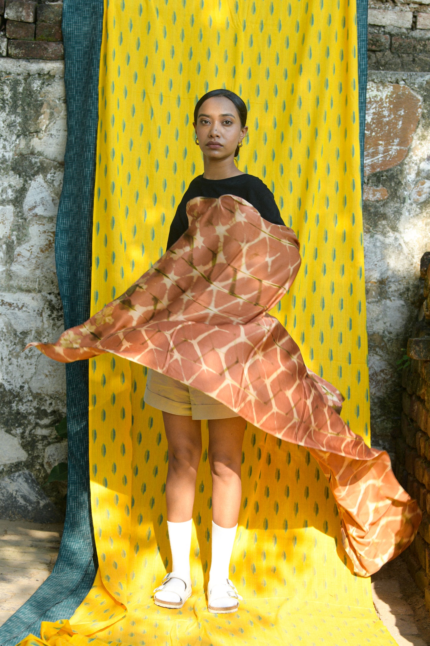 Itajime shibori silk wrap