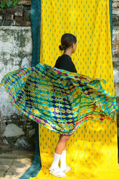 Dream in Color | Hand-Dyed Itajime Shibori Silk Wrap