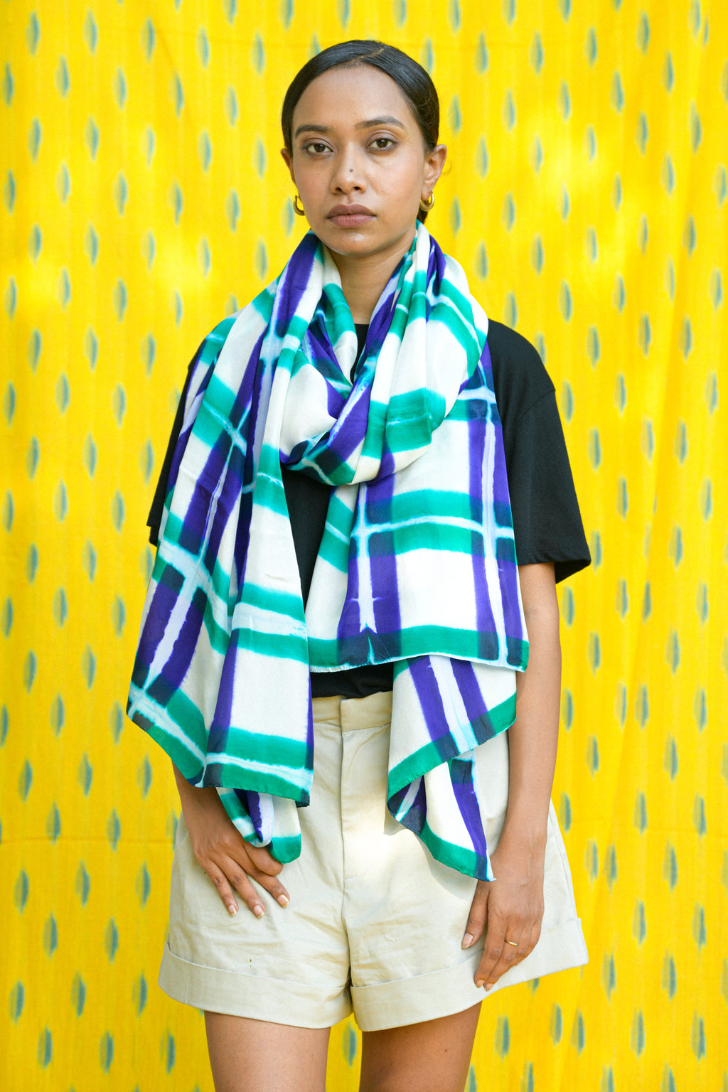 Dream in Color | Hand-Dyed Itajime Shibori Silk Wrap