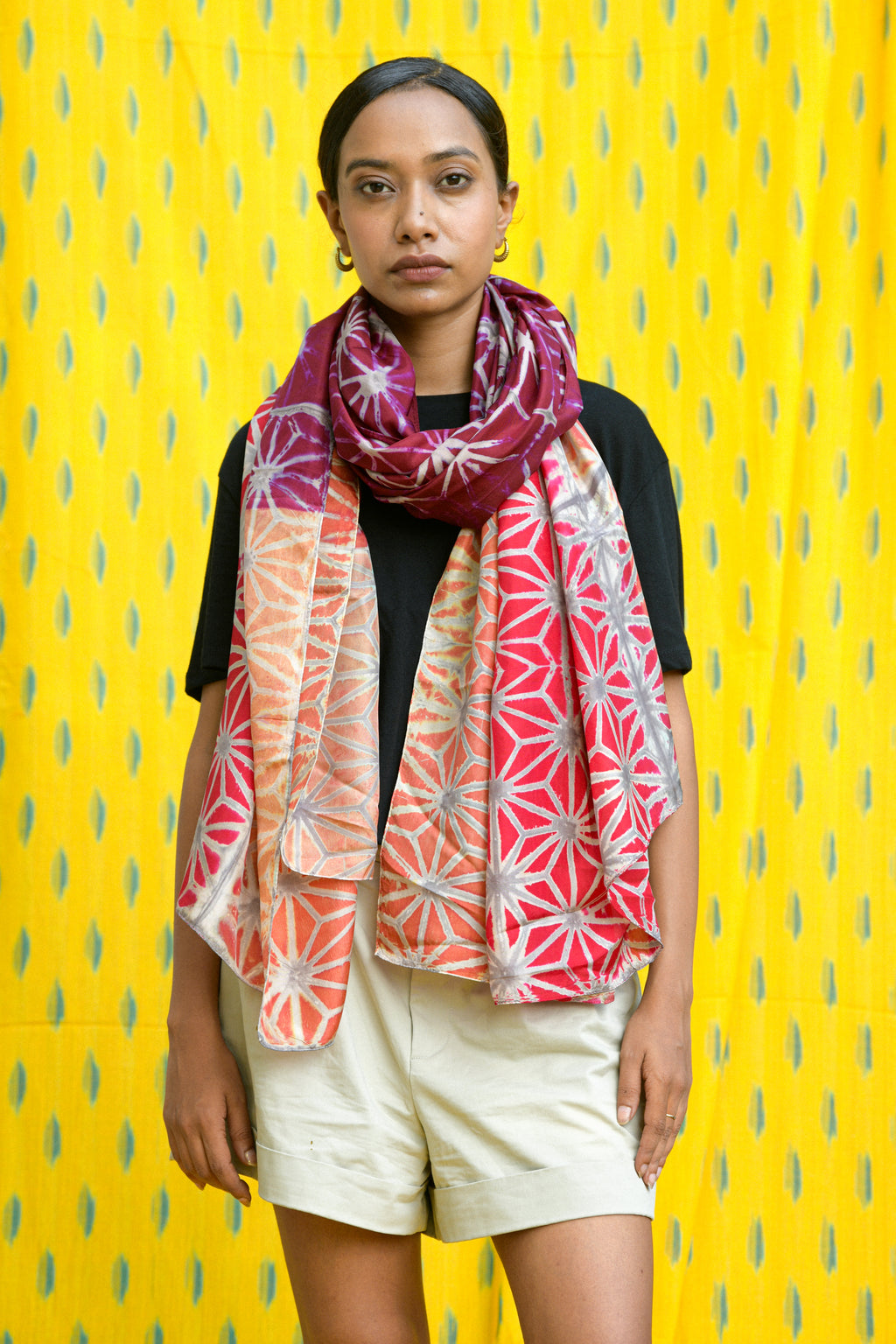 Dream in Color | Hand-Dyed Itajime Shibori Silk Wrap