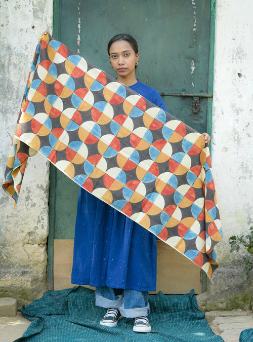 Ajrakh Block Print Cotton Scarf – Handmade & Natural Dyed